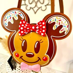 Disney Loungefly Mickey/Minnie Reversible Crossbody Gingerbread Bag (Scented)
